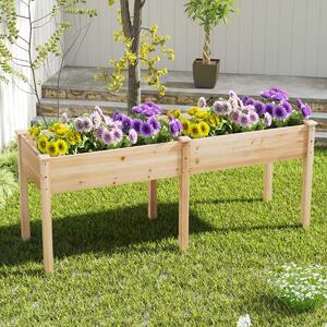 Costway Fioriera rialzata con pannello divisore fori di drenaggio per giardinaggio per giardino, Fioriera da giardino rialzata balcone Naturale