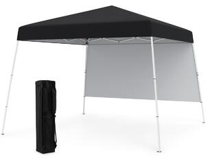 Costway Tenda pop-up con 1 parete laterale e zaino portatile, Riparo per patio esterno pieghevole gazebo per spiaggia Nero