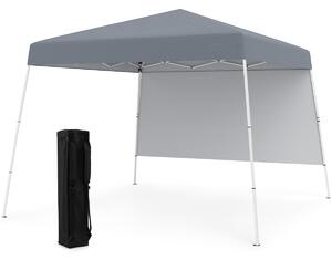 Costway Tenda pop-up con 1 parete laterale e zaino portatile, Riparo per patio esterno pieghevole gazebo per spiaggia Grigio