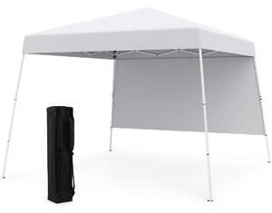 Costway Tenda pop-up con 1 parete laterale e zaino portatile, Riparo per patio esterno pieghevole gazebo per spiaggia Bianco