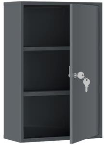 Kleankin Armadietto Medicinali a 3 Livelli in Metallo con 2 Chiavi e Montaggio a Parete, 40x18x60 cm, Grigio | Aosom Italy