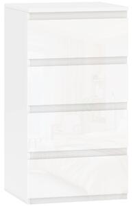 HOMCOM Comò Slim, 4 cassetti lucidi, bianco, per camera da letto. | Aosom Italy