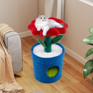 Costway Albero per gatti per interni con posatoio a forma di fiore, Centro di attività versatile per animali domestici Rosso