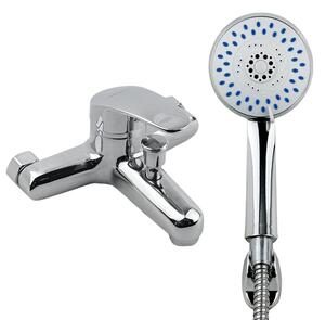 MOKEKA - Rubinetto per vasca da bagno, miscelatore per vasca, miscelatore a parete (rubinetto + doccetta)