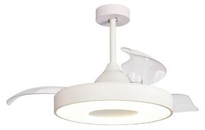 Ventilatore da soffitto LED Coin, bianco, silenzioso a corrente continua, CCT - Mantra Iluminación, Coin, dimmerabile, Bianco, Soggiorno, Plastica, Moderno