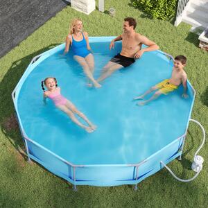 Costway Piscina fuori terra rotonda con struttura metallica e pompa Filtro, Piscina da giardino per adult capacità 6125L 3,6 M x 76 CM Blu