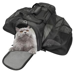 Elzusha - Trasportino pieghevole per cani e gatti, inclusa cuccia, colore nero, taglia XL