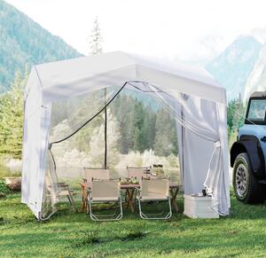 Costway Gazebo pieghevole per eventi commerciali in spiaggia facile da montare, Gazebo pop-up 302 x 302 cm con 4 pareti laterali Bianco