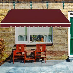 Costway Tenda da sole a caduta inclinabile da esterno, Tendalino a scomparsa con manovella 4x2,5m Rosso bordeaux