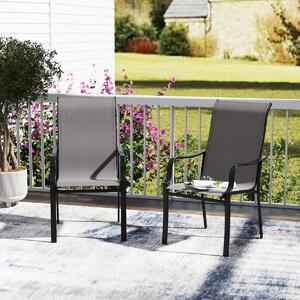 Costway Mobili da pranzo con schienale alto e sedile largo struttura in metallo resistente, Set di sedie da pranzo per patio da 2 Grigio