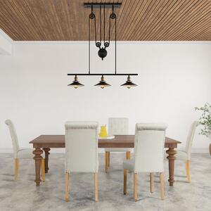 Costway Sedie da pranzo con bottoni trapuntati e gambe in legno di gomma, Sedie laterali con tessuto di lino traspirante Beige