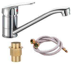 Inovra - Rubinetto da cucina cromato, girevole a 360°, per lavello, con cartuccia in Vetroceramica, dotato di tubo flessibile da 60 cm per acqua fredda/calda, miscelatore monocomando adatto a lavelli singoli e doppi, per cucina e bagno