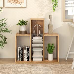 Costway Libreria angolare autoportante per soggiorno studio ufficio, Libreria convessa a 3 ripiani da esposizione Naturale