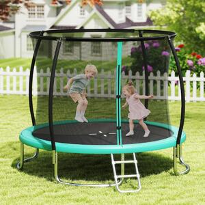 Costway Trampolino da esterno 305 cm con rete di sicurezza e scala, Trampolino ricreativo pesante per bambini e adulti Verde