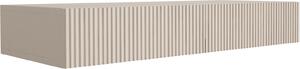 Comò sospeso con due cassetti, frontale con scanalature, finitura cachemire, dimensioni 100 x 39,6 x 16 cm