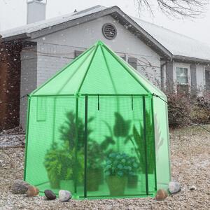 Costway Mini serra portatile per esterno per inverno con copertura in PE per giardino, Serra per entrare porta con cerniera arrotolabile Verde