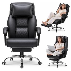 Sedia da gaming GTPLAYER con poggiapiedi, multifunzionale, in ecopelle, capacità di carico fino a 130 kg. Sedia da ufficio ergonomica con cuscino per la testa, schienale regolabile da 90° a 135°, seduta di 53 cm