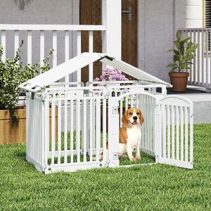Costway Recinto per cani a 8 pannelli con porta di sicurezza e serratura per cani, Recinzione portatile per animali domestici Bianco