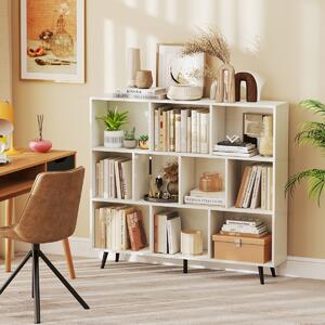 Costway Organizzatore di stoccaggio moderno con 5 gambe di metallo affusolate, Libreria a 10 cubi camera da letto Bianco
