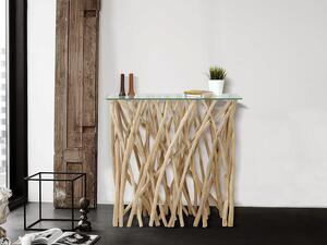 Consolle in Vetro temperato e Teak Naturale - GAYANA