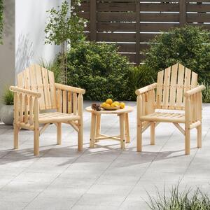 Costway Sedia da pranzo per patio con braccioli e schienale alto inclinato per veranda, Poltrona da esterno in legno cortile giardino Naturale