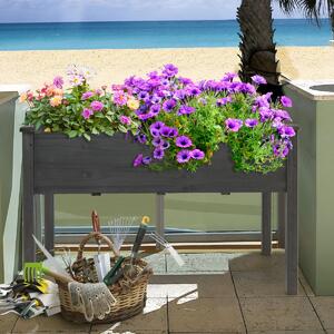 Costway Fioriera rialzata in legno di abete per verdure con fori di drenaggio, Vaso per frutta fiori e verdure 125x59x76cm Grigio