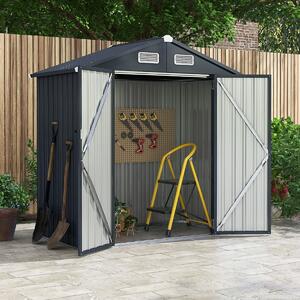 Costway Capanno da giardino per esterni con 4 prese d'aria e porte bloccabili, Organizzatore per utensili da giardino Grigio