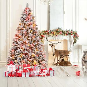 Costway Albero di natale artificiale con rametti di PE PVC luci LED 8 modalità di illuminazione, Albero decorativo da 210cm