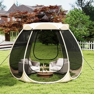 Costway Tenda a rete pop up per 4-6 persone con zanzariera su tutti i lati, Tettoia ombreggiante per giardino Sabbia