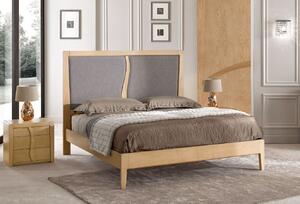 Letto matrimoniale contemporaneo imbottito legno chiaro 175x207x135