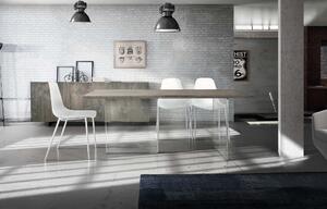 Tavolo fisso in rovere massello nodato finitura beton spessore 4 cm. misura l.250 p.100 h.75 (1670)