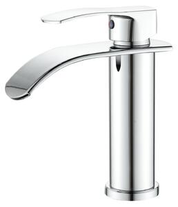 Rubinetto da bagno moderno, cromato, con una sola leva, valvola in Vetroceramica, completo di materiale di montaggio, adatto per acqua fredda/calda, rubinetto per lavabo