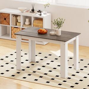 Costway Tavolo rettangolare in legno da cucina moderno in stile rustico, Tavolo da pranzo 120 CM per angolo colazione Bianco
