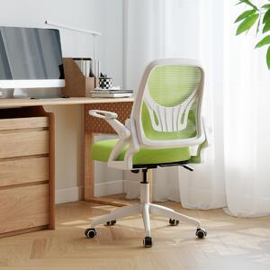 Costway Sedia da scrivania ergonomica in rete con supporto lombare e braccioli ribaltabili, Sedia da lavoro girevole Verde