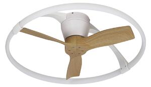 Ventilatore da soffitto LED Nepal Mini, app, bianco/faggio - Mantra Mantra Iluminación, Nepal Mini, dimmerabile, Bianco, Soggiorno, Metallo, Moderno