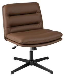 Costway Sedia per ufficio con sedile e schienale confortevoli, Poltrona in pelle sintetica senza braccioli con base ad incrocio Marrone