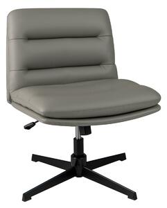 Costway Sedia per ufficio con sedile e schienale confortevoli, Poltrona in pelle sintetica senza braccioli con base ad incrocio Grigio