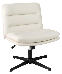 Costway Sedia per ufficio con sedile e schienale confortevoli, Poltrona in pelle sintetica senza braccioli con base ad incrocio Bianco