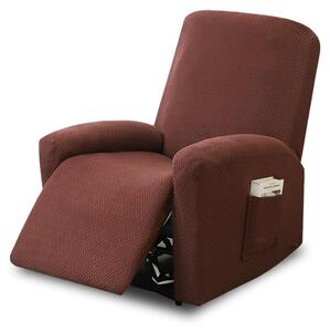 Omgoods - Copertura completa per poltrona reclinabile, set da 4 pezzi, inclusi tutti gli accessori - Marrone scuro