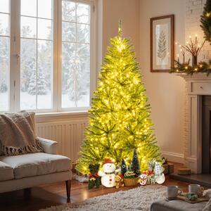 Costway Albero natalizio con 700 luci LED modalità e luminosità regolabili, 180cm albero di natale artificiale pre-illuminato Verde