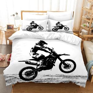 Omgoods - Set di lenzuola per letto a tema motociclette, 135 x 200 cm