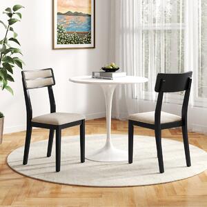 Costway Sedie imbottite senza braccioli con schienale inclinato di gomma, Set di sedie da pranzo moderne da 2 Nero
