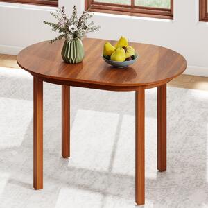 Costway Tavolo da cucina ovale con gambe in legno di caucciù per soggiorno, Tavolo da pranzo in legno per 2-4 persone Noce