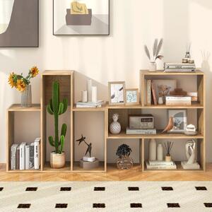 Costway Libreria concava a 3 ripiani da esposizione, Libreria angolare autoportante per soggiorno studio ufficio Naturale