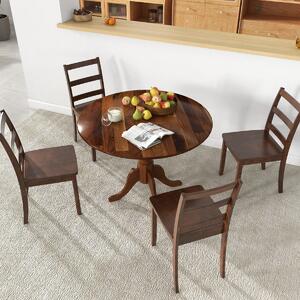 Costway Tavolo da cucina in legno di gomma con base a piedistallo per sala, Tavolo da pranzo rotondo 100 cm per 4 persone Noce
