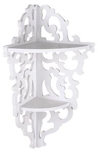 Omgoods - Scaffale angolare in legno bianco a 2 ripiani - Scaffale da parete moderno per bagno e cucina