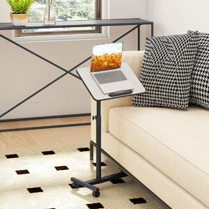 Costway Tavolo laterale regolabile con altezza regolabile e piano inclinabile, Tavolino con ruote per soggiorno e camera da letto Grigio
