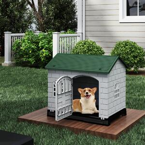 Costway Gabbia impermeabile per animali con vassoio toilette rimovibile, Cuccia pieghevole in plastica per cani piccoli e gatti Verde scuro