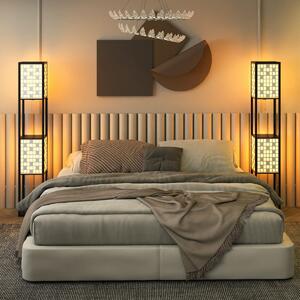 Costway Lampada da terra paralumi decorati e interruttore a pedale con 2 ripiani, Lampada da terra per soggiorno camera da letto Quadro