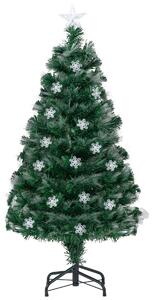 Costway Albero di natale artificiale preilluminato con 8 modalità di illuminazione, Albero di natale in fibra ottica con base in metallo pieghevole da 120 cm